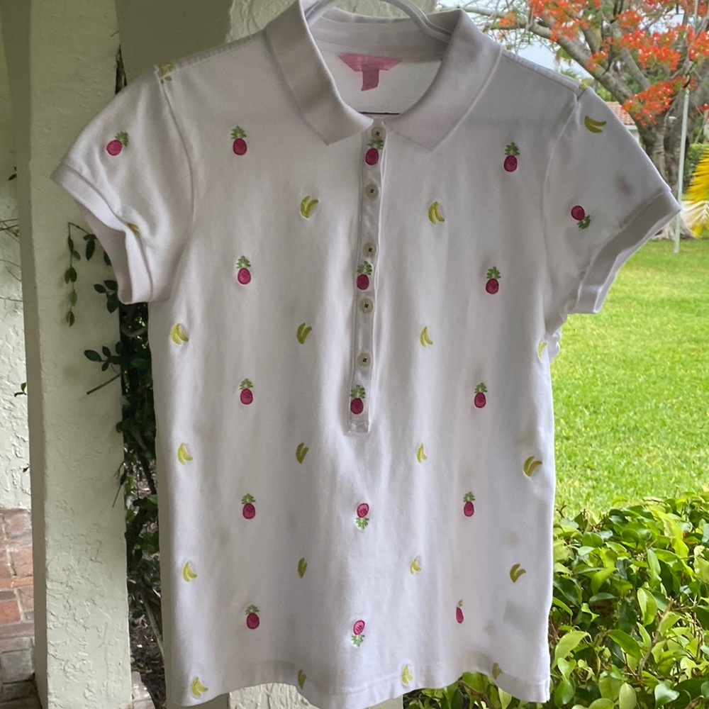 Lilly Pulitzer polo shirt-vint. 95 cot.& 5 Lycra size large